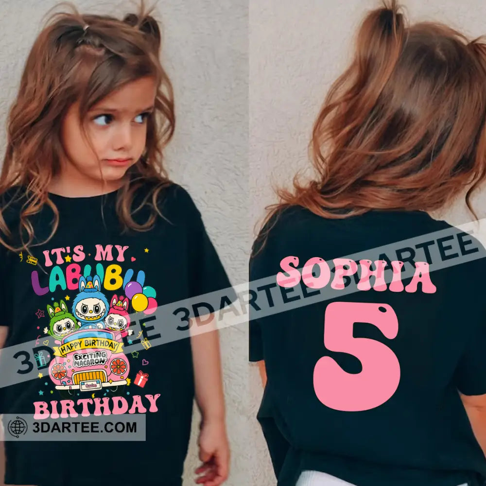 Kid And Adult T-Shirt - Custom Labubu The Monsters T-Shirt It’s My Labubu Birthday Happy Birthday Design Apparel