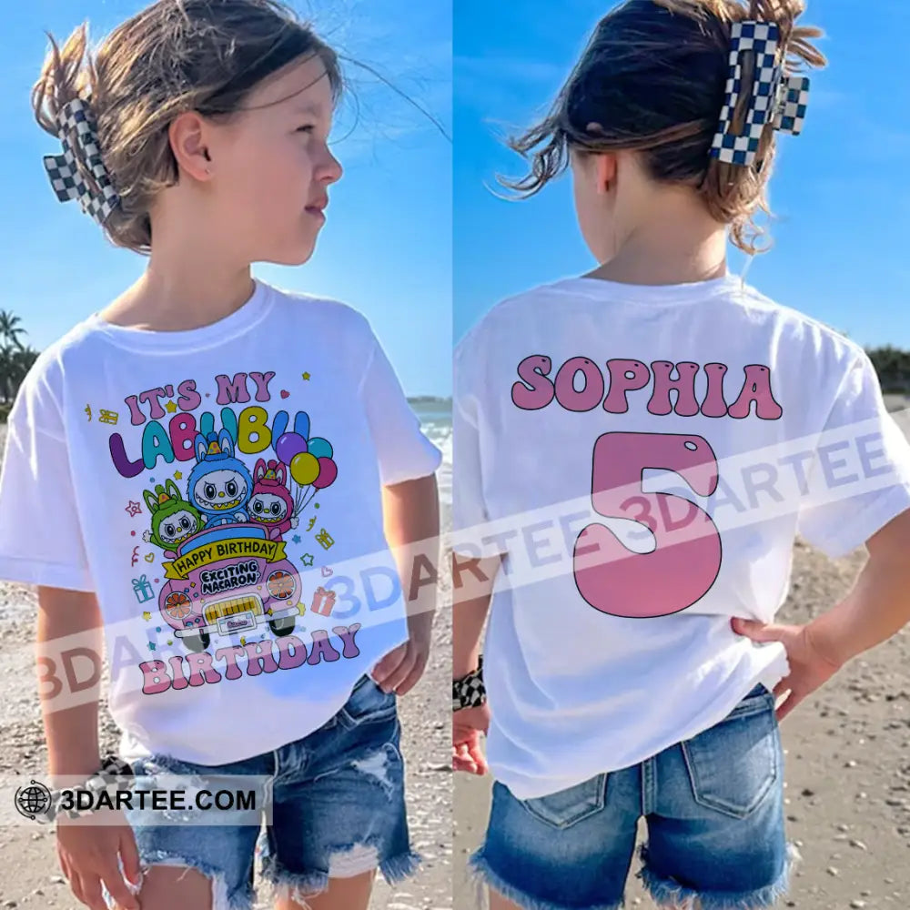 Kid And Adult T-Shirt - Custom Labubu The Monsters T-Shirt It’s My Labubu Birthday Happy Birthday Design Apparel