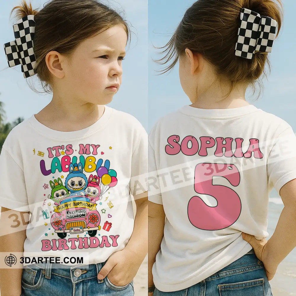 Kid And Adult T-Shirt - Custom Labubu The Monsters T-Shirt It’s My Labubu Birthday Happy Birthday Design Apparel