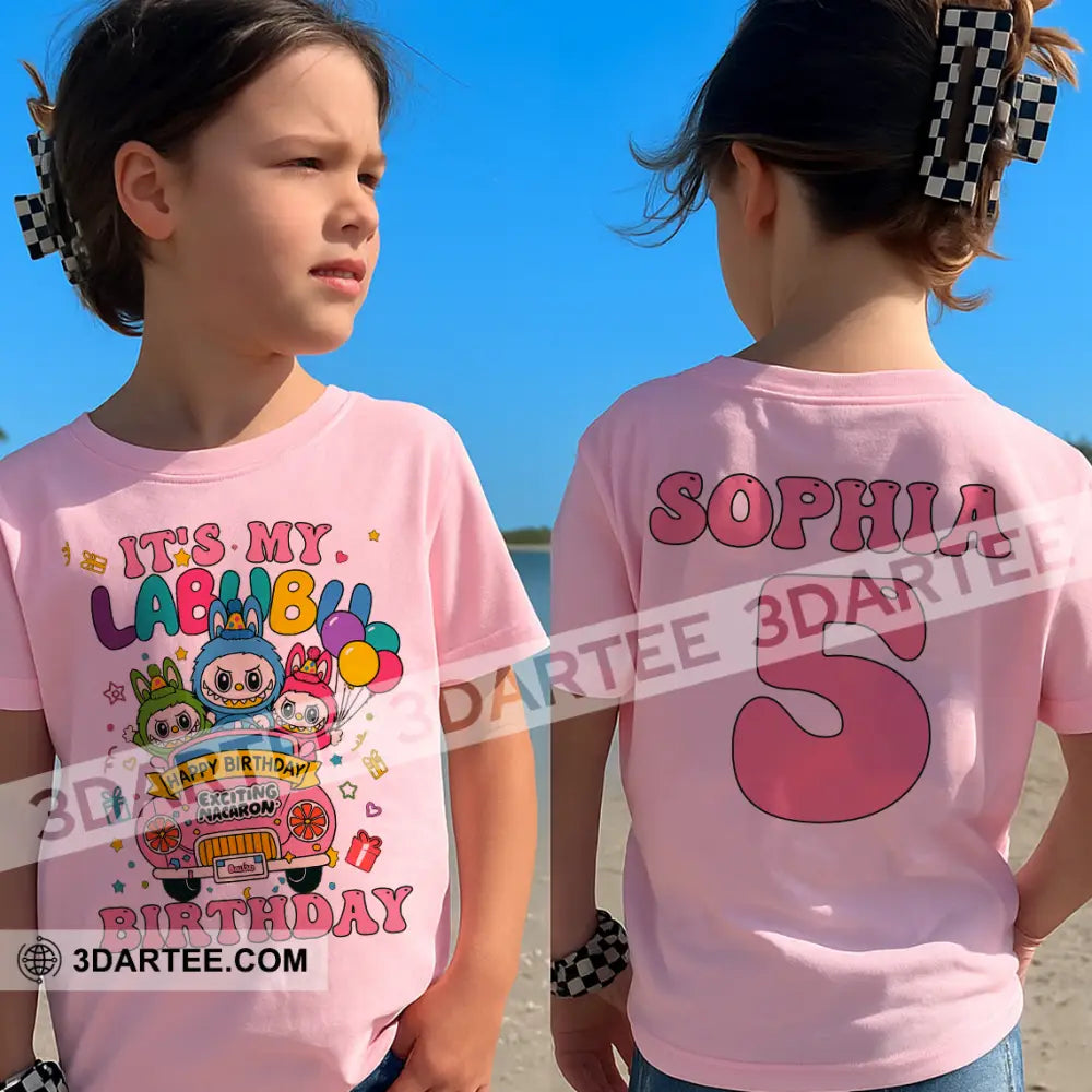 Kid And Adult T-Shirt - Custom Labubu The Monsters T-Shirt It’s My Labubu Birthday Happy Birthday Design Apparel