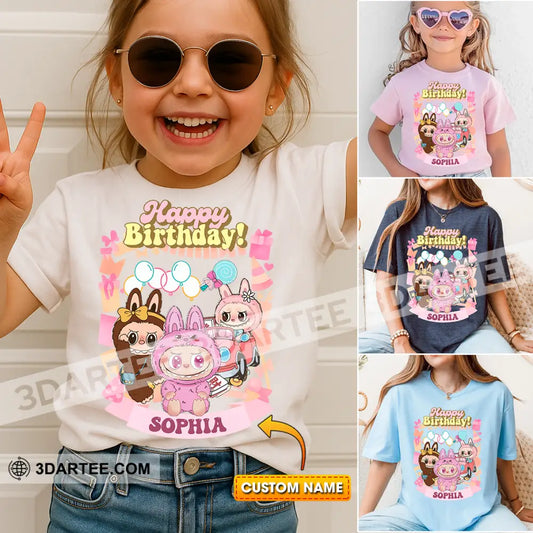 Kid And Adult T-Shirt - Custom Labubu The Monsters T-Shirt It’s My Labubu Birthday Happy Birthday Design Kid T-shirt