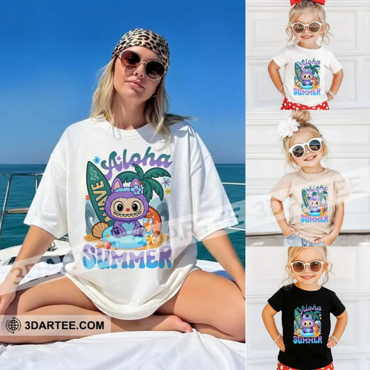 Kid And Adult T-Shirt - Labubu Aloha Summer T-Shirt Kid T-shirt / Black / XS Apparel