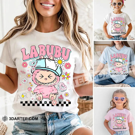Kid And Adult T-Shirt - Labubu The Cute Monster-Shirt Kid T-shirt / Black / XS Apparel