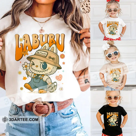 Kid And Adult T-Shirt - Labubu The Monsters Cute T-Shirt Cute Collectible Gift Kid T-shirt / Black / XS Apparel