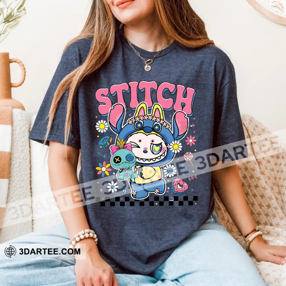Kid And Adult T-Shirt - Stitch Costume Labubu The Monsters T-Shirt Cute Collectible Gift Apparel