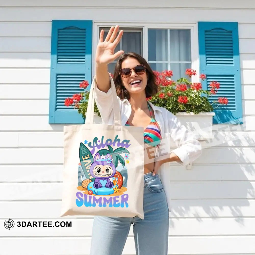 Labubu Aloha Summer Tote Bag Aloha Summer Canvas Tote Bag Bag