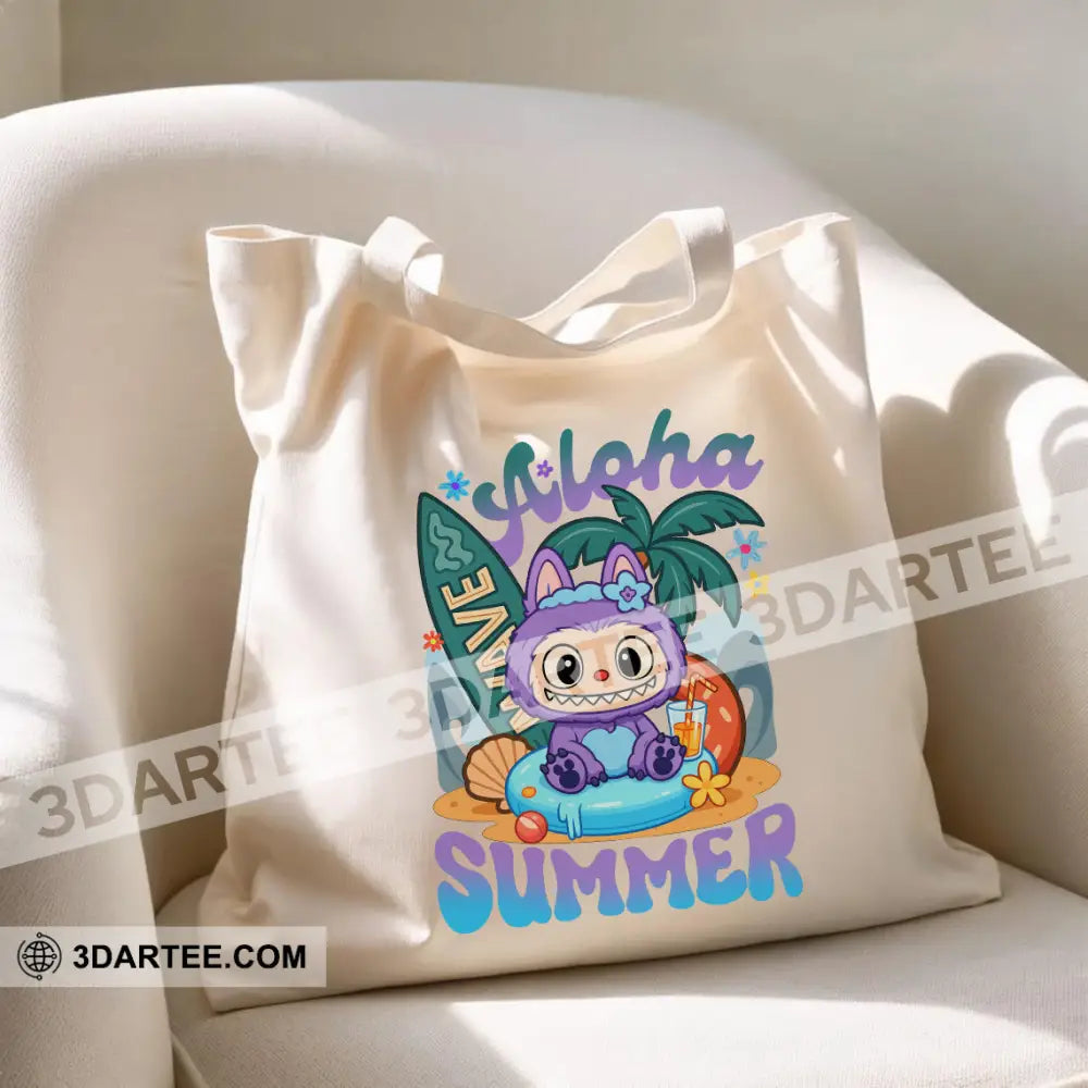 Labubu Aloha Summer Tote Bag Aloha Summer Canvas Tote Bag S (13x11 in) Bag