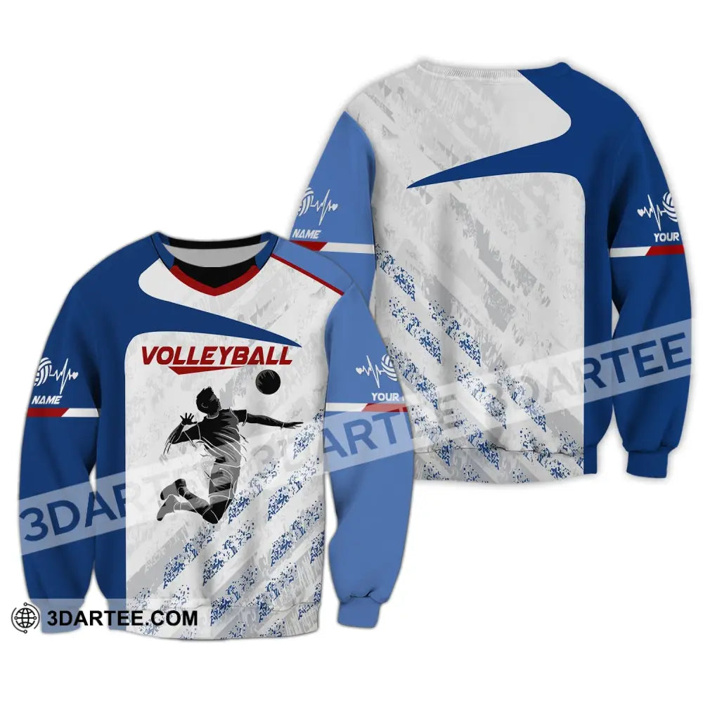 Man Shirt Custom Name Volleyball Gift For Players T-Shirt Club Long Sleeve / S