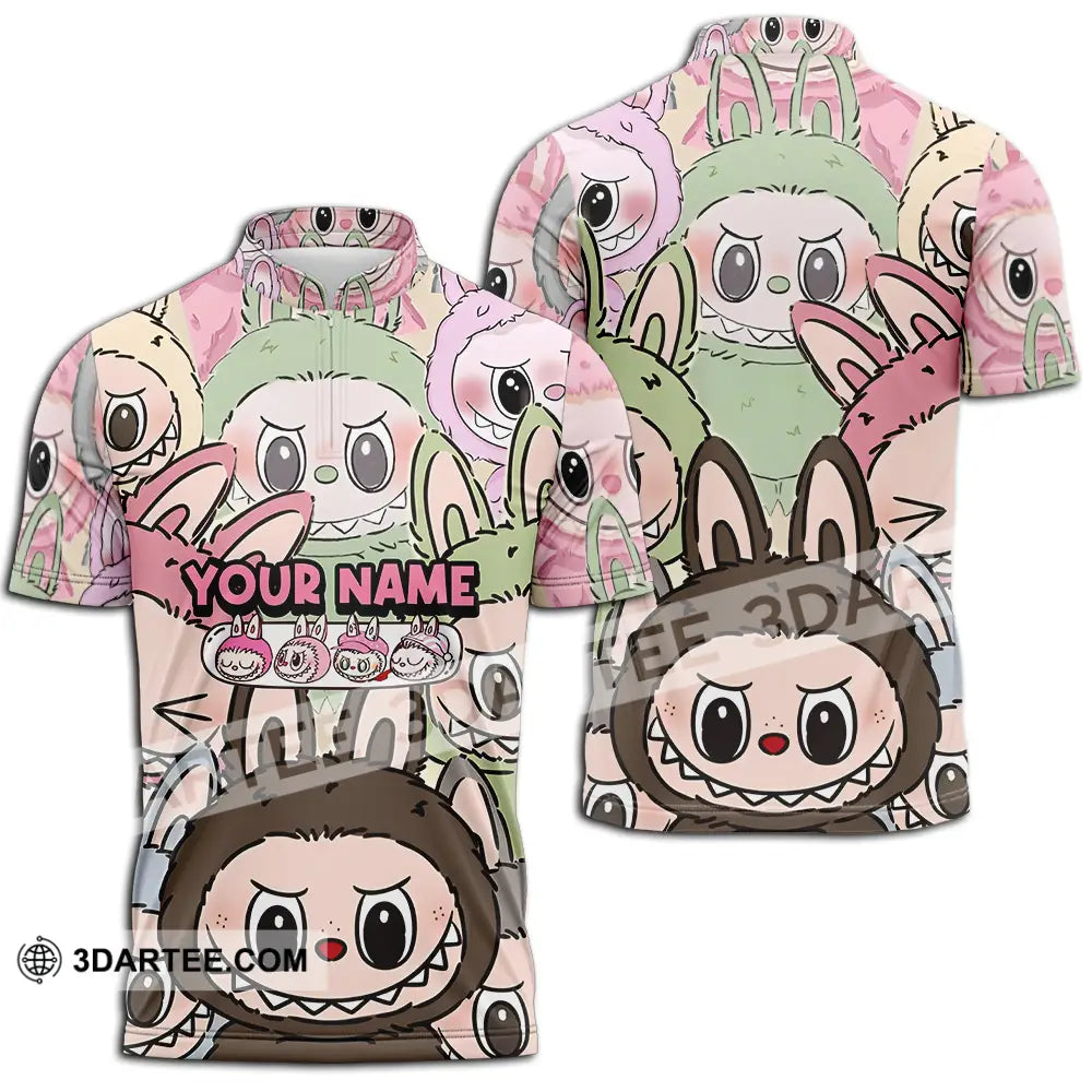 Unisex Shirt - Custom Labubu The Monsters Light Shirt Cute Collectible Gift Zipper Polo Shirt / S T-shirt