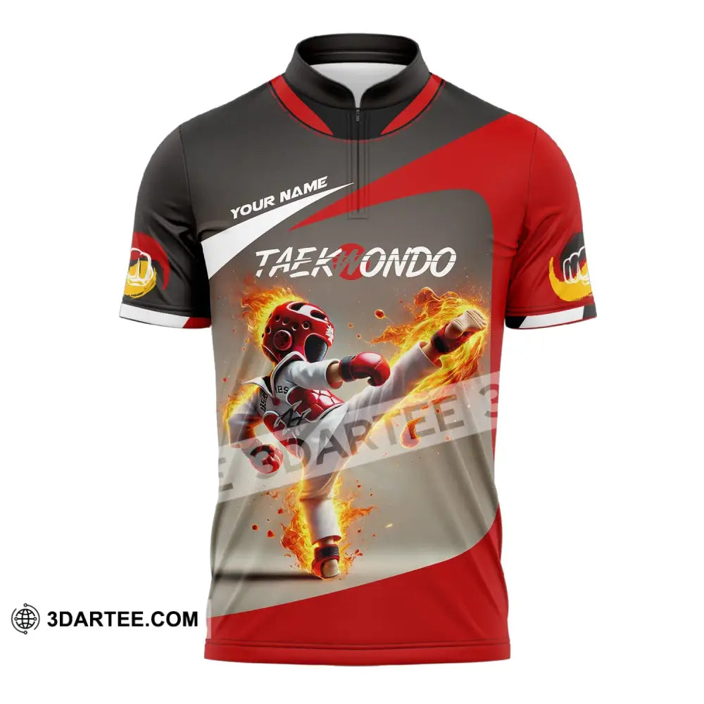 Unisex Shirt - Custom Name Taekwondo Zipper Polo / S T-Shirt