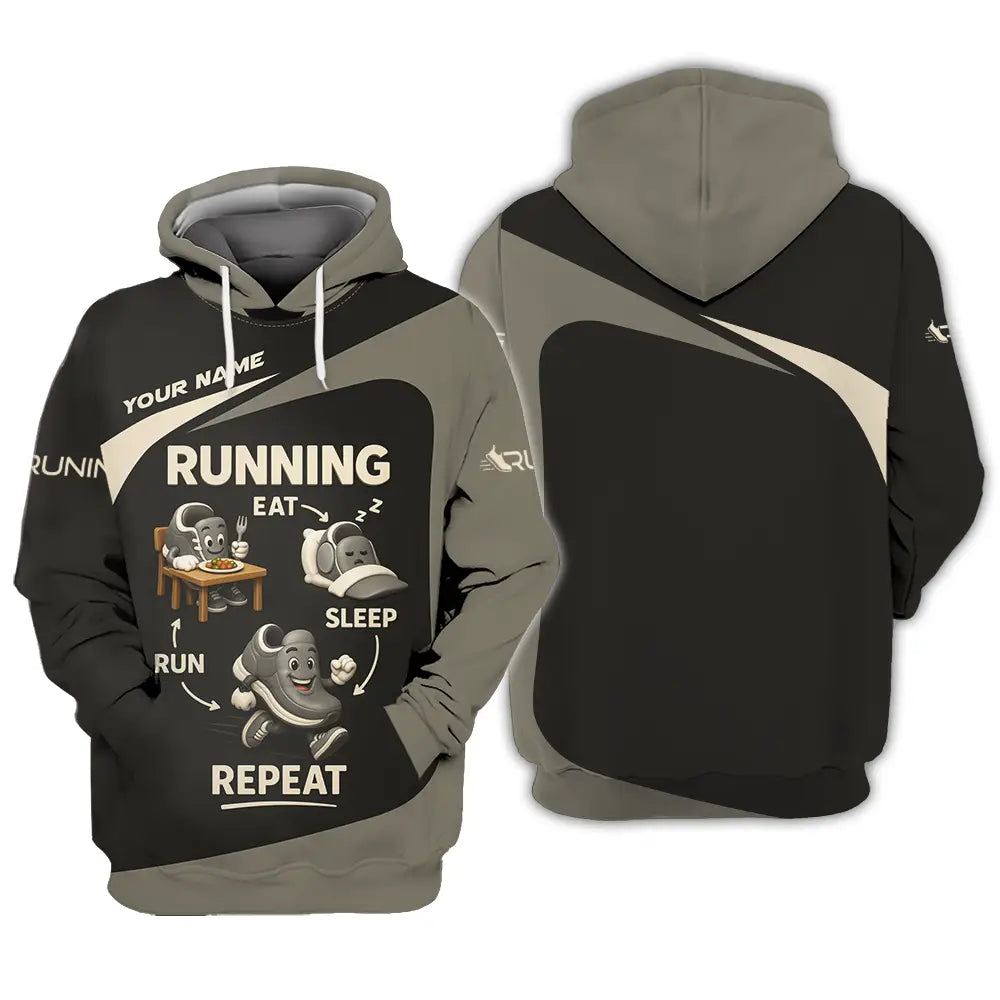 Unisex Shirt - Custom Run Eat Sleep And Repeat Running Lover Runner Shirt Hoodie / S T-shirt