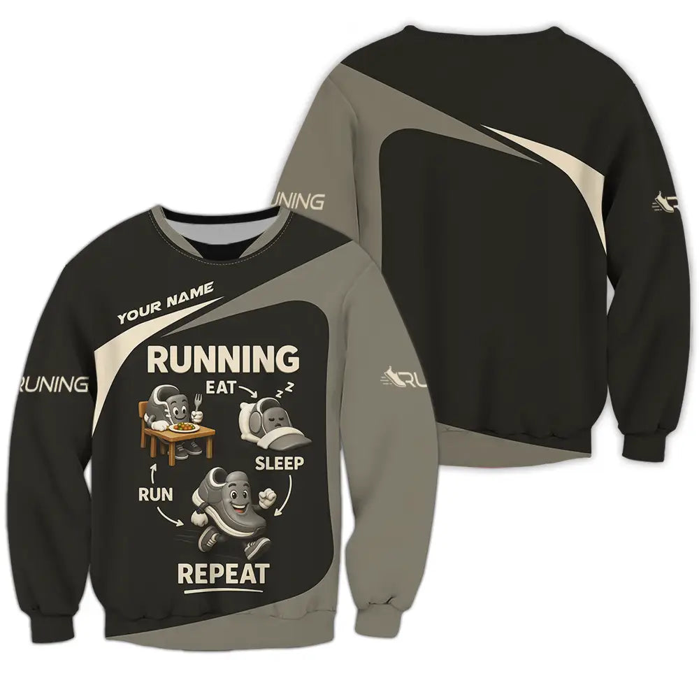 Unisex Shirt - Custom Run Eat Sleep And Repeat Running Lover Runner Shirt Long Sleeve / S T-shirt