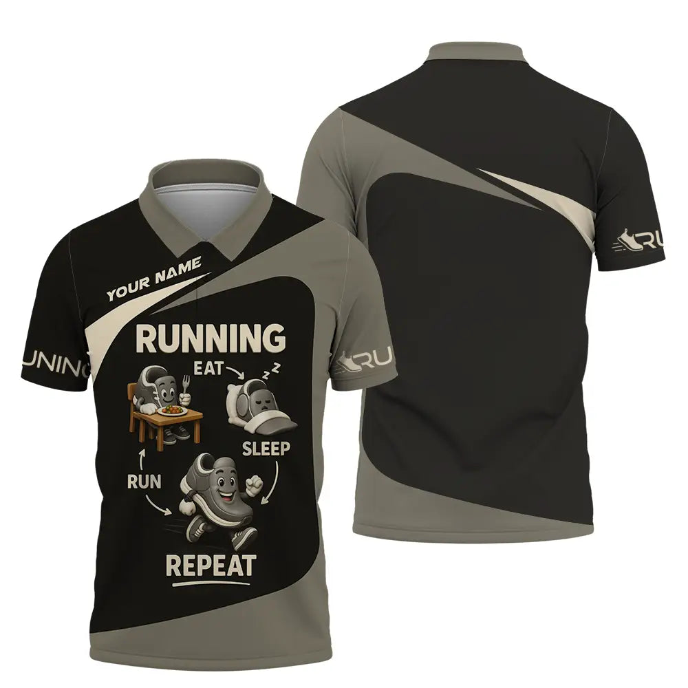 Unisex Shirt - Custom Run Eat Sleep And Repeat Running Lover Runner Shirt Polo Shirt / S T-shirt