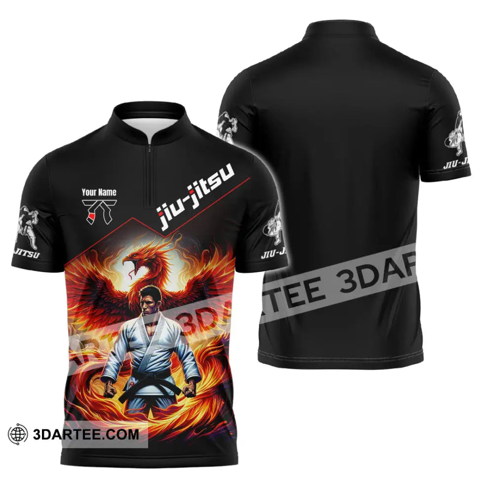 Unisex Shirt - Custom Text Shirt Jiu Jitsu Shirt Zipper Polo Shirt / S T-shirt