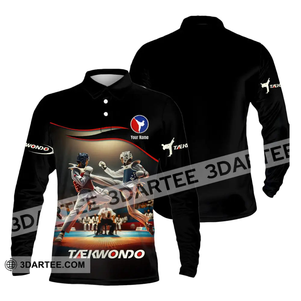 Unisex Shirt - Custom Text Shirt Taekwondo Shirt Long Sleeve Polo / S T-shirt