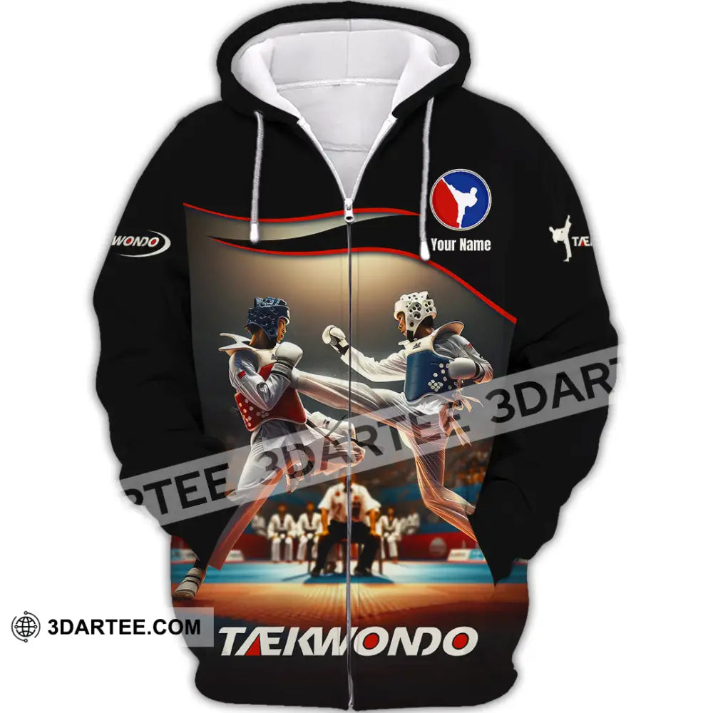 Unisex Shirt - Custom Text Shirt Taekwondo Shirt Zipper Hoodie / S T-shirt