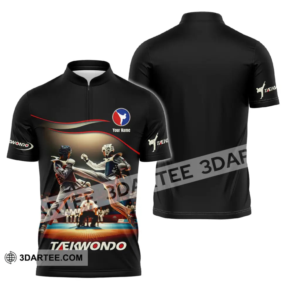 Unisex Shirt - Custom Text Shirt Taekwondo Shirt Zipper Polo Shirt / S T-shirt