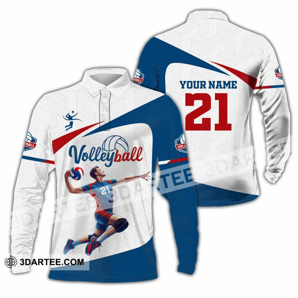 Unisex Shirt - Custom Text Shirt Volleyball Shirt Long Sleeve Polo / S T-shirt