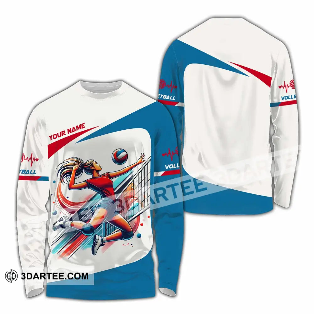 Unisex Shirt - Custom Text Shirt Volleyball Long Sleeve Shirt / S T-shirt