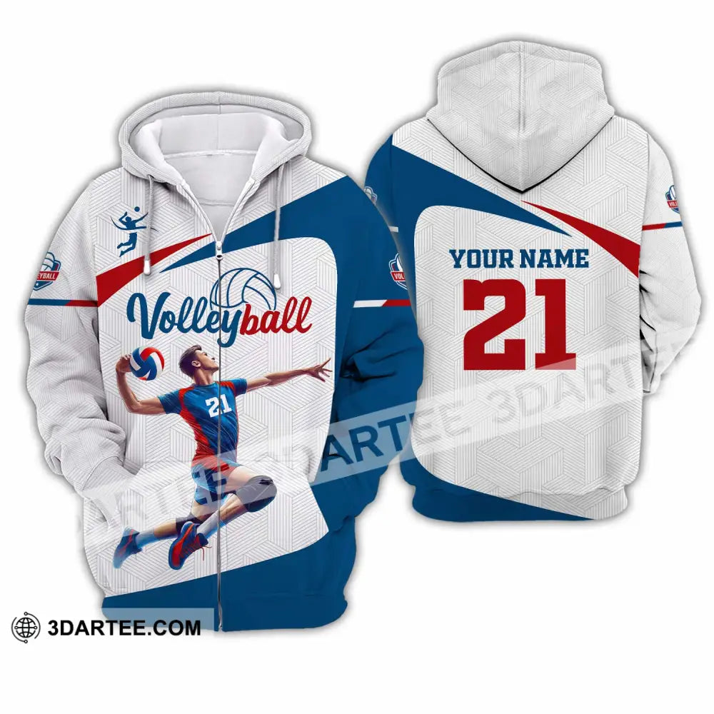 Unisex Shirt - Custom Text Shirt Volleyball Shirt Zipper Hoodie / S T-shirt