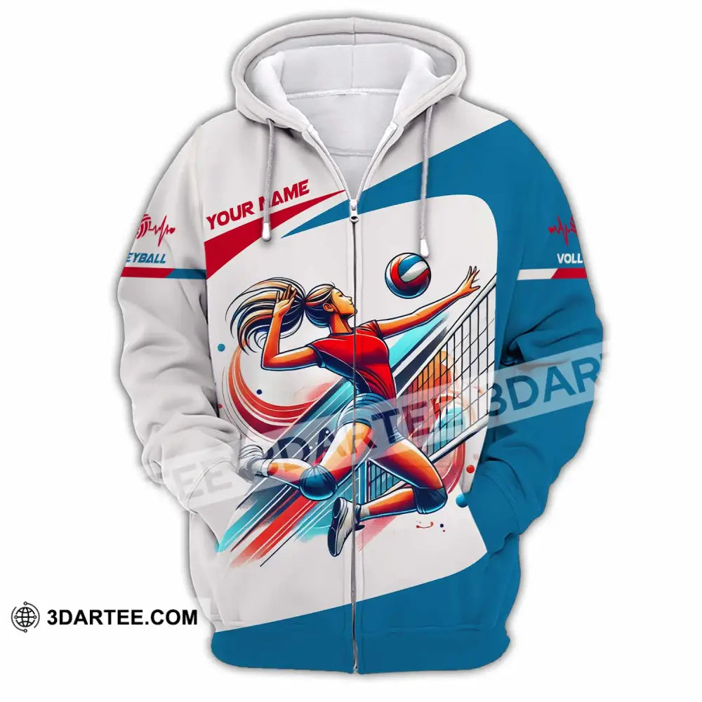 Unisex Shirt - Custom Text Shirt Volleyball Zipper Hoodie / S T-shirt