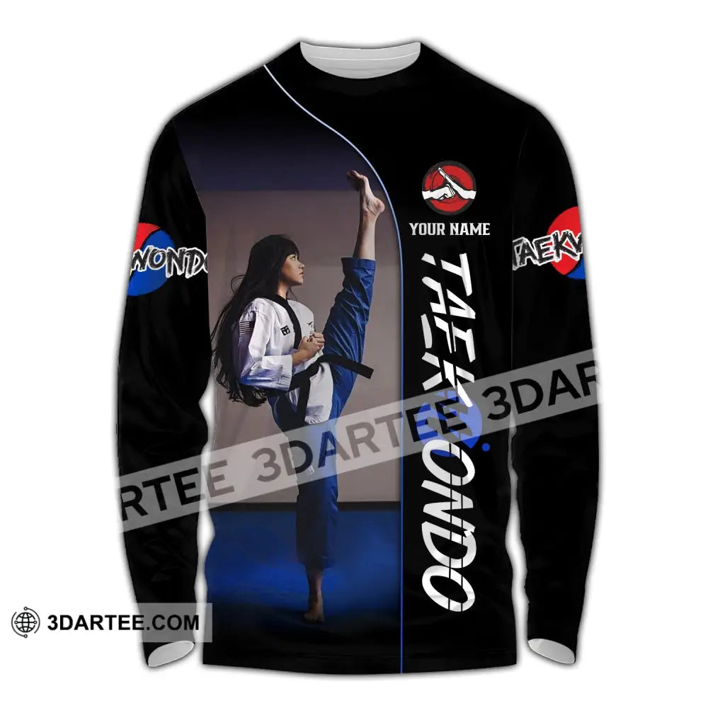 Woman Shirt Custom Name Taekwondo Hoodie Polo Long Sleeve Gift For Lovers / S T-Shirt
