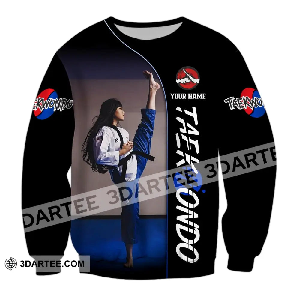 Woman Shirt Custom Name Taekwondo Hoodie Polo Long Sleeve Gift For Lovers / S T-Shirt