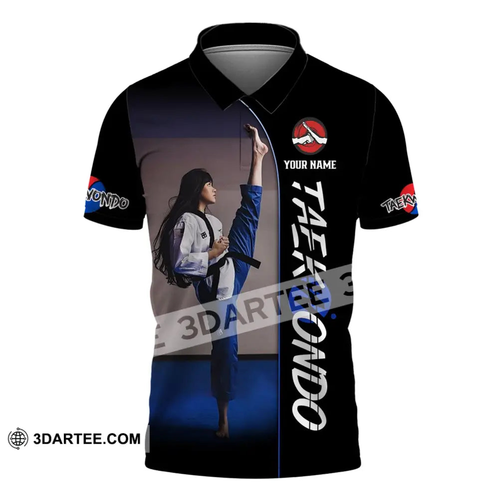 Woman Shirt Custom Name Taekwondo Hoodie Polo Long Sleeve Gift For Lovers / S T-Shirt